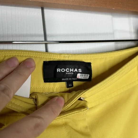 Rochas Orson Yellow Japanese Wool Cuffed Pants Women's Size IT 44